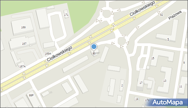 Białystok, Ciołkowskiego Konstantego, 90, mapa Białegostoku