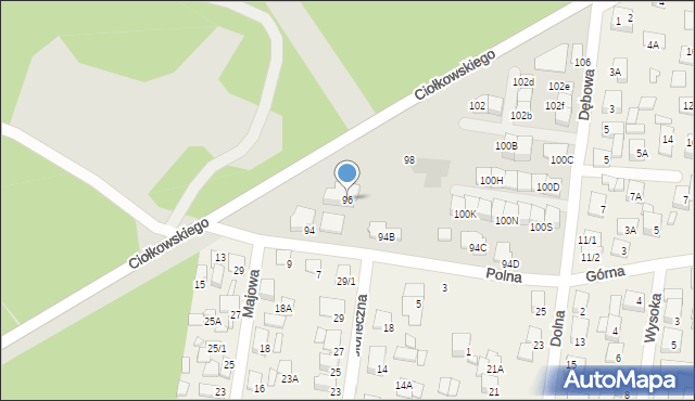 Białystok, Ciołkowskiego Konstantego, 96, mapa Białegostoku