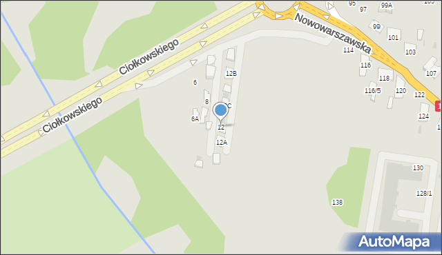 Białystok, Ciołkowskiego Konstantego, 12, mapa Białegostoku