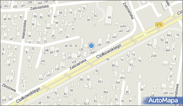 Białystok, Ciołkowskiego Konstantego, 133, mapa Białegostoku