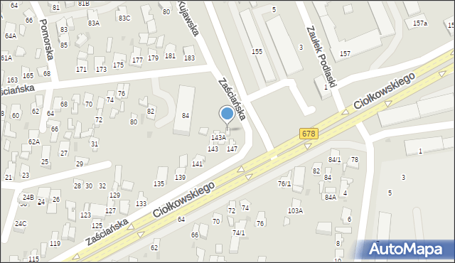 Białystok, Ciołkowskiego Konstantego, 145A, mapa Białegostoku