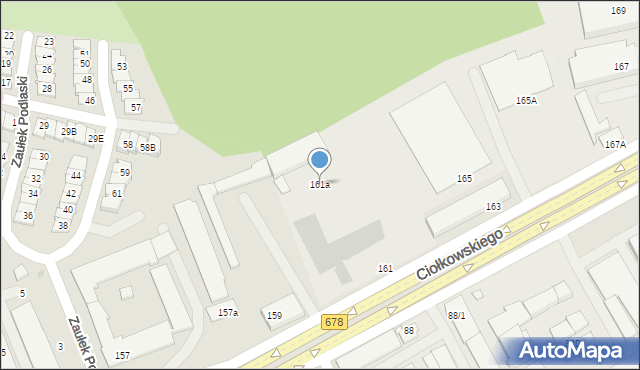 Białystok, Ciołkowskiego Konstantego, 161a, mapa Białegostoku