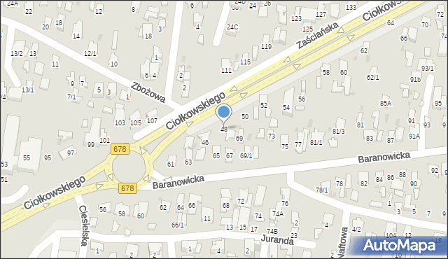 Białystok, Ciołkowskiego Konstantego, 48, mapa Białegostoku