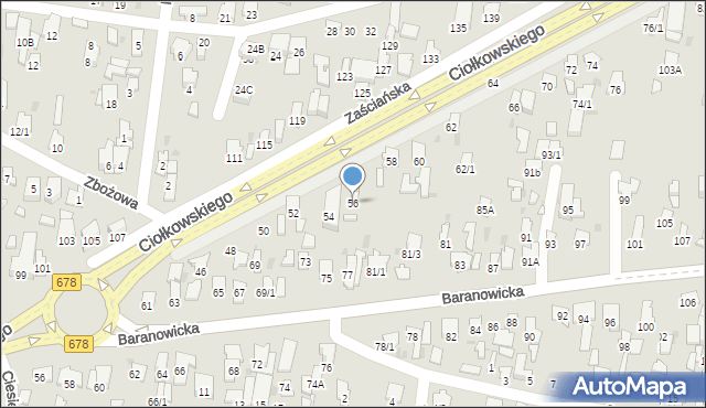 Białystok, Ciołkowskiego Konstantego, 56, mapa Białegostoku