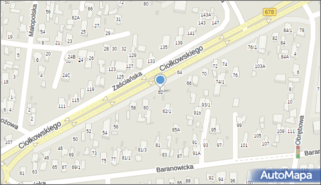 Białystok, Ciołkowskiego Konstantego, 62, mapa Białegostoku