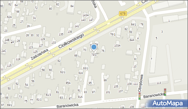 Białystok, Ciołkowskiego Konstantego, 74/1, mapa Białegostoku