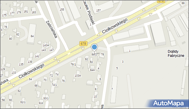 Białystok, Ciołkowskiego Konstantego, 84/1, mapa Białegostoku