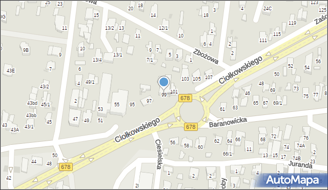 Białystok, Ciołkowskiego Konstantego, 99, mapa Białegostoku