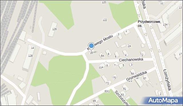 Białystok, Ciechanowska, 10, mapa Białegostoku