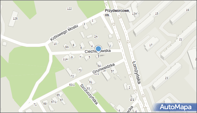 Białystok, Ciechanowska, 3, mapa Białegostoku