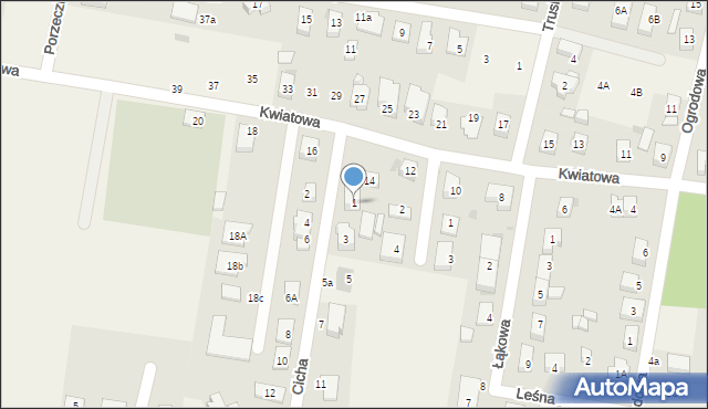 Bielany Wrocławskie, Cicha, 1, mapa Bielany Wrocławskie