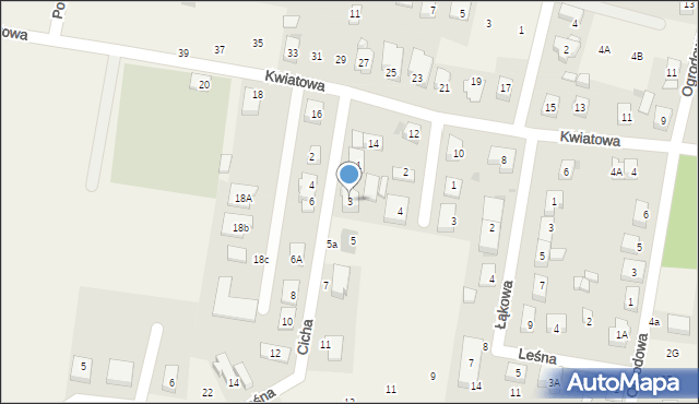 Bielany Wrocławskie, Cicha, 3, mapa Bielany Wrocławskie