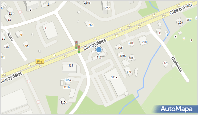 Bielsko-Biała, Cieszyńska, 311, mapa Bielsko-Białej
