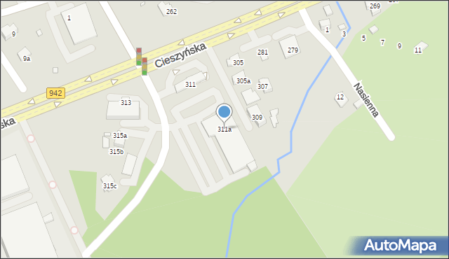 Bielsko-Biała, Cieszyńska, 311a, mapa Bielsko-Białej