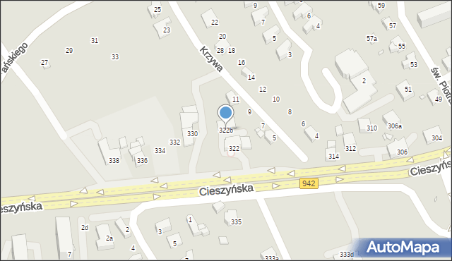 Bielsko-Biała, Cieszyńska, 322b, mapa Bielsko-Białej