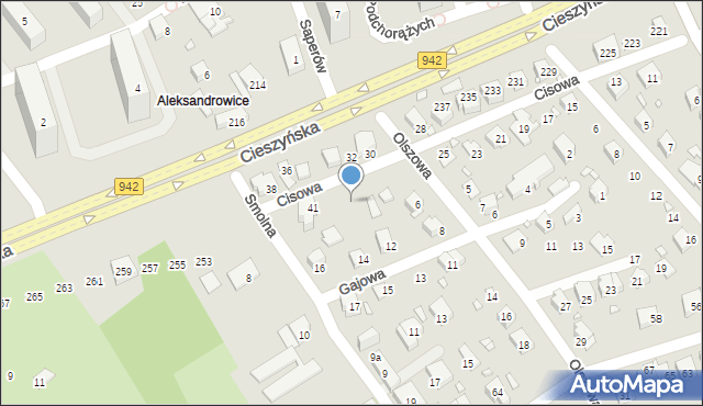 Bielsko-Biała, Cisowa, 39, mapa Bielsko-Białej