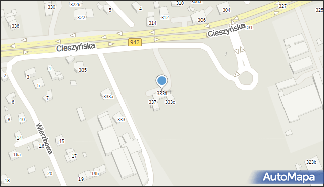 Bielsko-Biała, Cieszyńska, 333d, mapa Bielsko-Białej