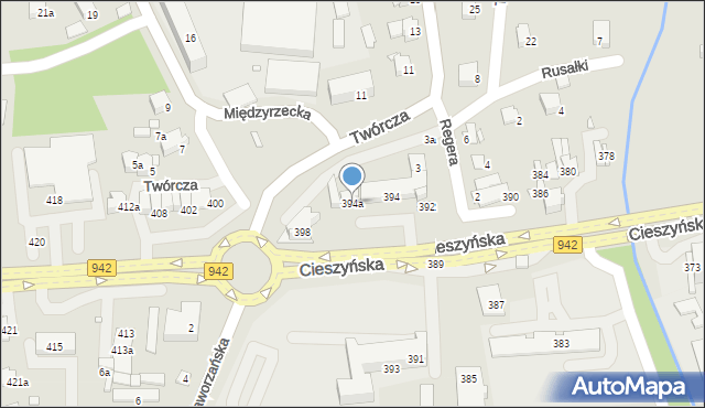 Bielsko-Biała, Cieszyńska, 394a, mapa Bielsko-Białej