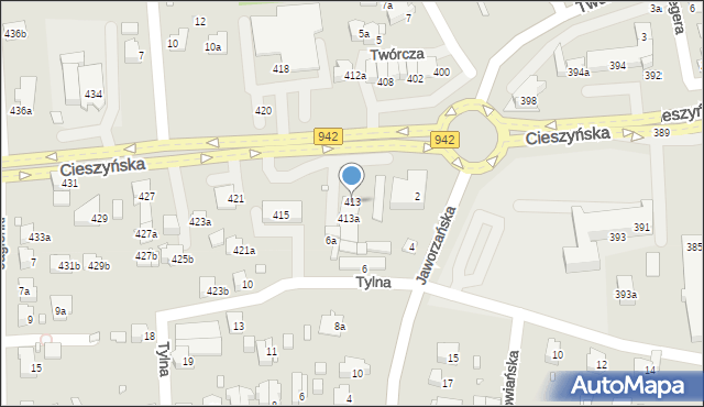 Bielsko-Biała, Cieszyńska, 413, mapa Bielsko-Białej