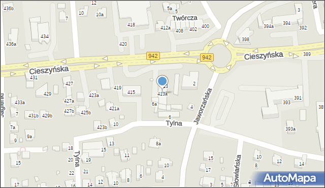 Bielsko-Biała, Cieszyńska, 413a, mapa Bielsko-Białej