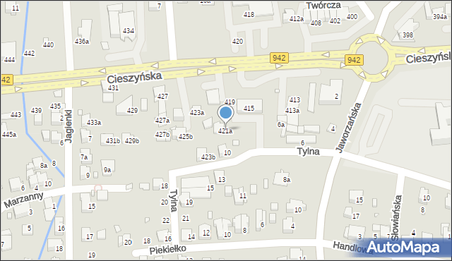 Bielsko-Biała, Cieszyńska, 421a, mapa Bielsko-Białej