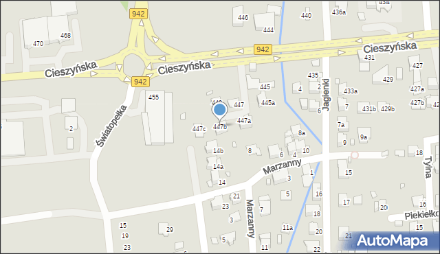 Bielsko-Biała, Cieszyńska, 447b, mapa Bielsko-Białej