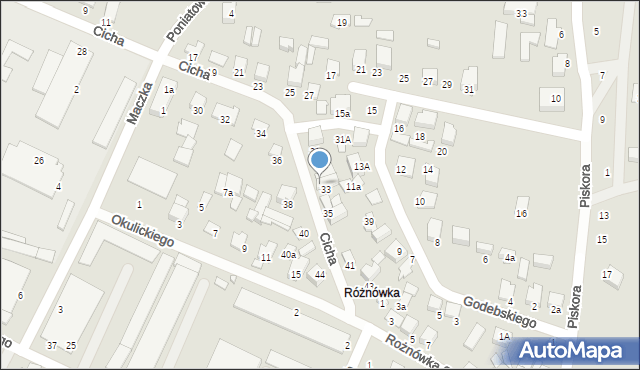 Biłgoraj, Cicha, 33a, mapa Biłgoraj