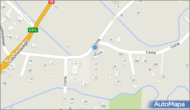 Boguchwała, Cicha, 16, mapa Boguchwała