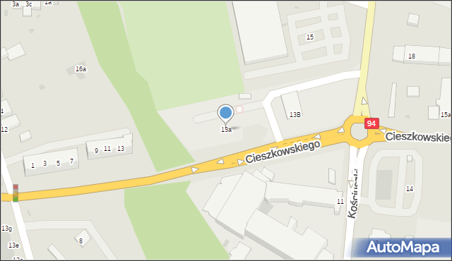Bolesławiec, Cieszkowskiego Augusta, 13a, mapa Bolesławca