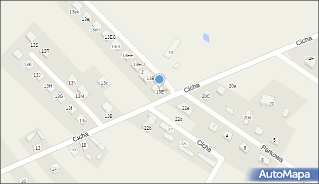 Boruja Kościelna, Cicha, 13E, mapa Boruja Kościelna