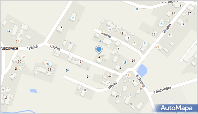 Boruszowice, Cicha, 4, mapa Boruszowice