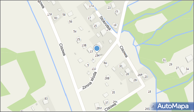 Brenna, Cisowa, 13K, mapa Brenna