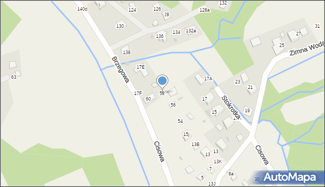 Brenna, Cisowa, 58, mapa Brenna