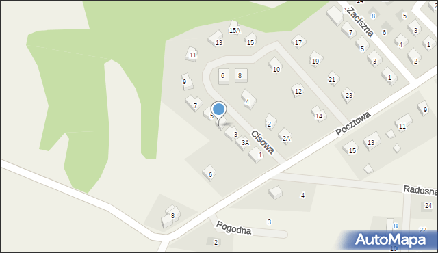 Brzezinka Średzka, Cisowa, 5A, mapa Brzezinka Średzka