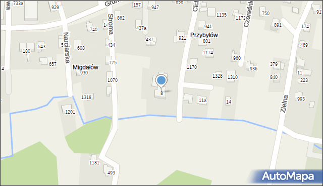 Buczkowice, Cicha, 8, mapa Buczkowice