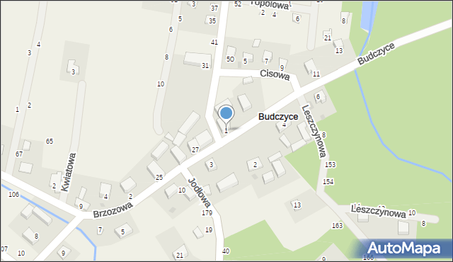 Budczyce, Cisowa, 1, mapa Budczyce