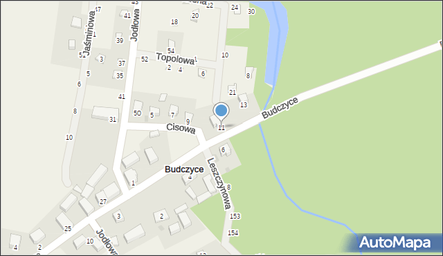 Budczyce, Cisowa, 11, mapa Budczyce