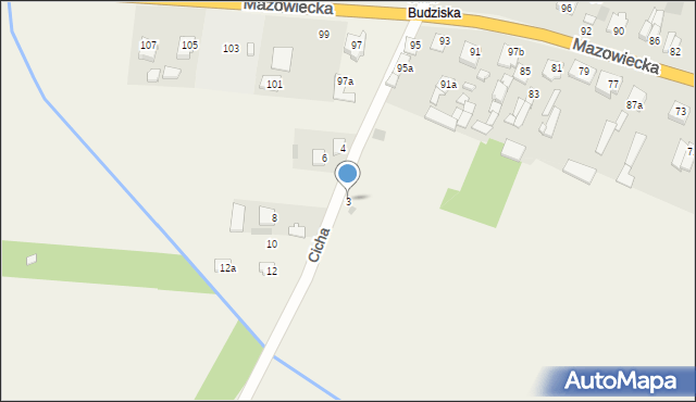 Budziska, Cicha, 3, mapa Budziska