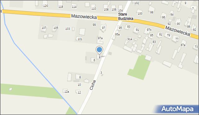 Budziska, Cicha, 4, mapa Budziska