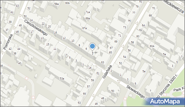 Bydgoszcz, Cieszkowskiego Augusta, 4, mapa Bydgoszczy