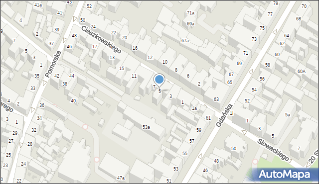 Bydgoszcz, Cieszkowskiego Augusta, 5, mapa Bydgoszczy