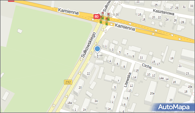 Bydgoszcz, Cicha, 2, mapa Bydgoszczy