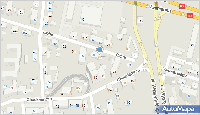 Bydgoszcz, Cicha, 62, mapa Bydgoszczy