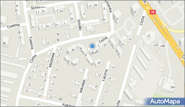 Bytom, Cicha, 26, mapa Bytomia