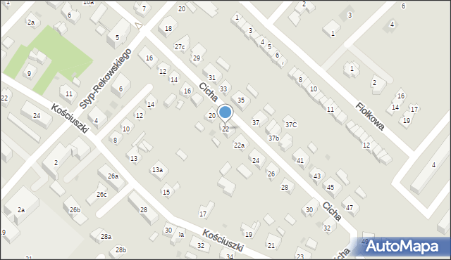 Bytów, Cicha, 22, mapa Bytów