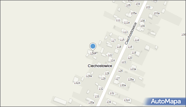 Ciechostowice, Ciechostowice, 124A, mapa Ciechostowice