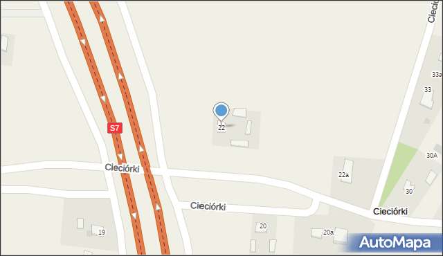 Cieciórki, Cieciórki, 22, mapa Cieciórki
