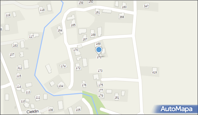 Cieklin, Cieklin, 171, mapa Cieklin