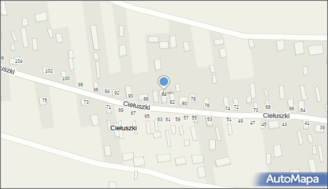 Ciełuszki, Ciełuszki, 84, mapa Ciełuszki