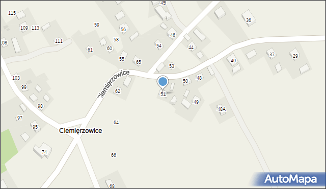 Ciemięrzowice, Ciemięrzowice, 51, mapa Ciemięrzowice